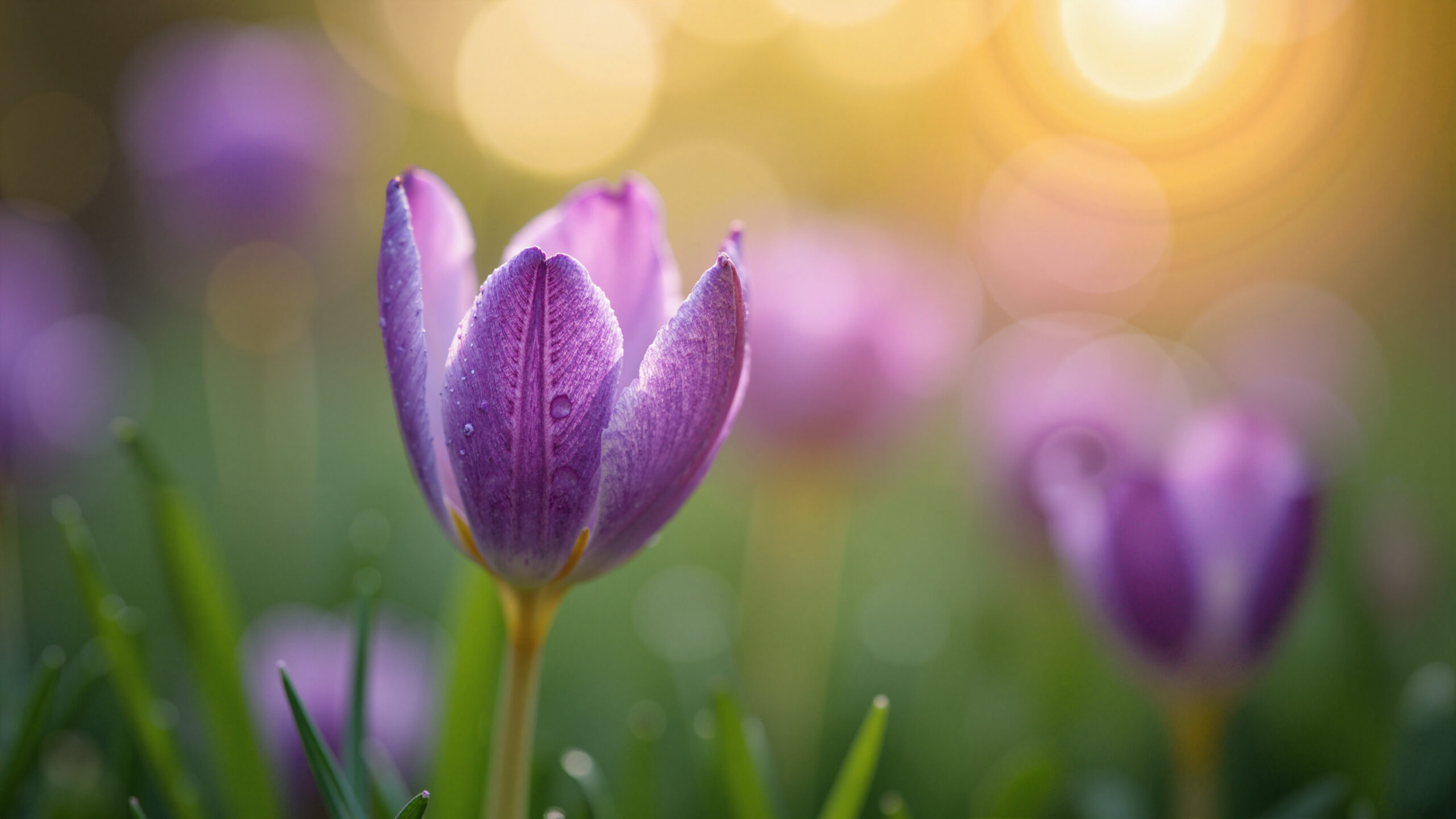 Vibrant Spring Flower in Full Bloom with Dewdrops